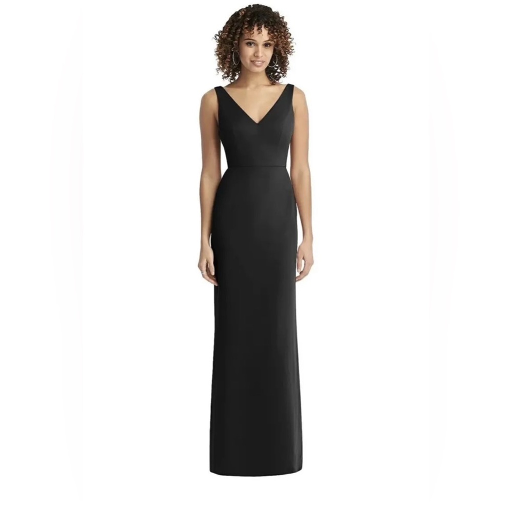 NWT Social Bridesmaids 8194 Black Sleeveless Tie Back Chiffon Gown Dress Size 2